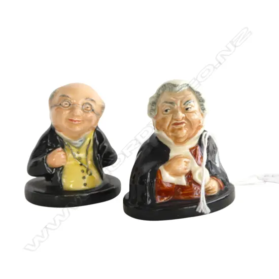 2 ROYAL DOULTON DICKENS WARE MINIATURE BUSTS, Mr Pickwick & Buzfuz, H.60mm