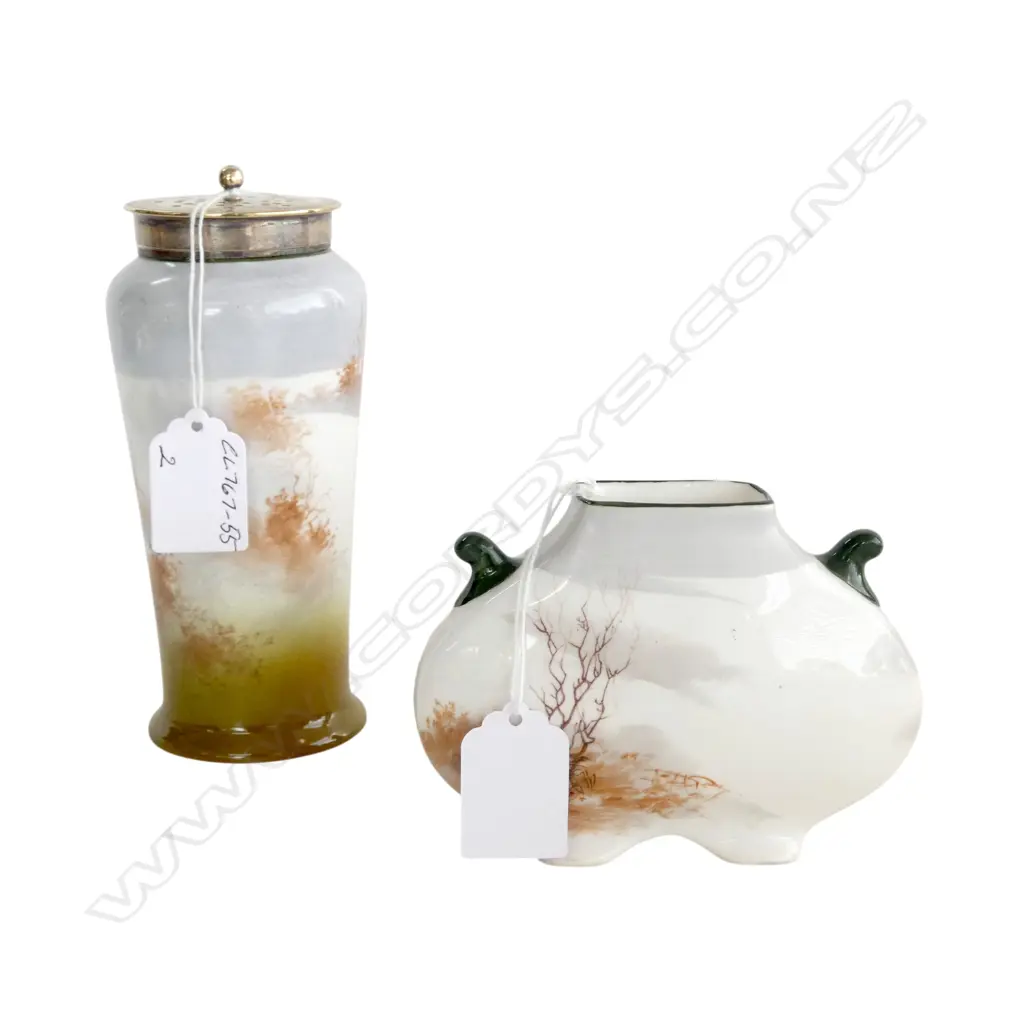 ROYAL DOULTON COACHING DAYS RARE WINTER SNOW VARIATION 1905-1915, SUGAR SHAKER & VASE, H.150,90mm Image 1++
