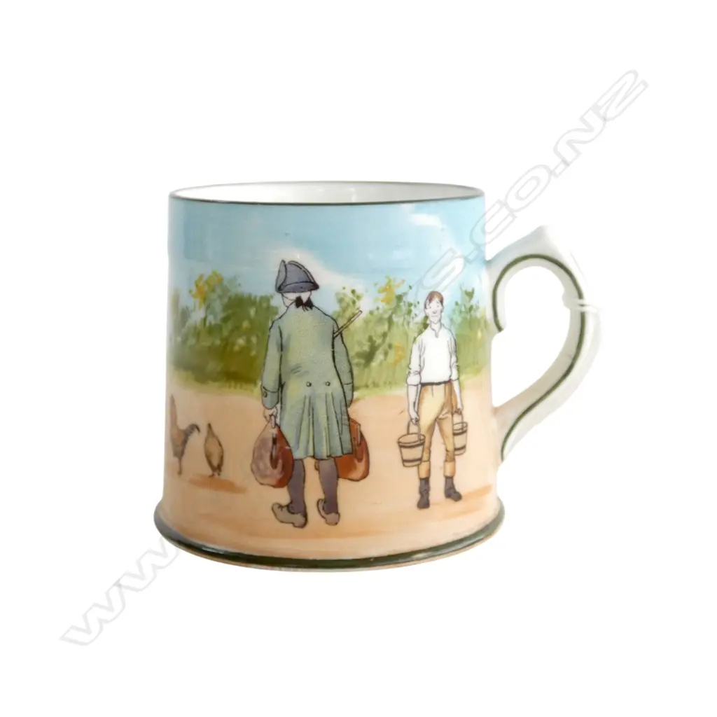 ROYAL DOULTON COACHING DAYS MUG, RARE BLUE SKY VARIATION 1905-1906 & SCENE, H.68mm Image 1++