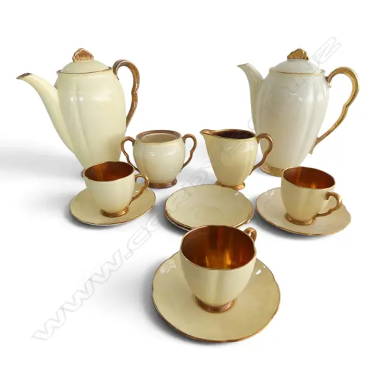 CARLTON WARE 3 PLACE COFFEE SERVICE + EXTRA COFFEE POT & SAUCER H.200mm