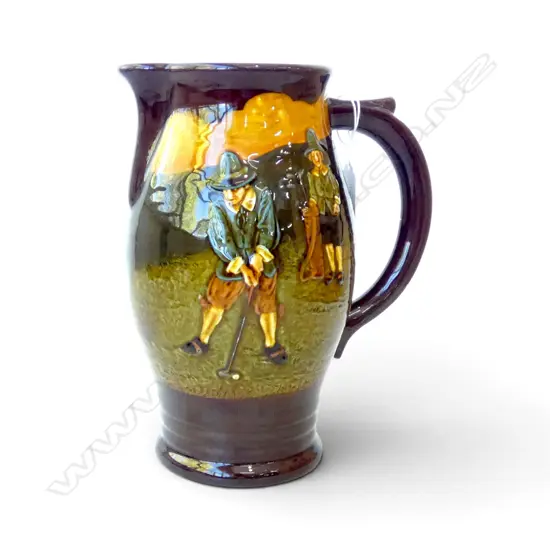 ROYAL DOULTON KINGS WARE GOLFING JUG c1910-20, H.220mm