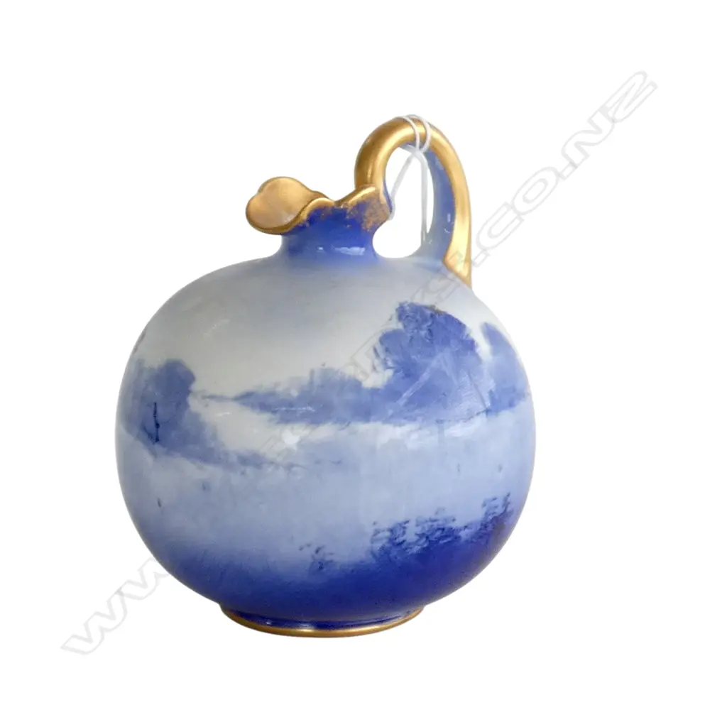 ROYAL DOULTON BLUE CHILDREN GILDED PUMPKIN SHAPED VASE, H.130mm Image 1++