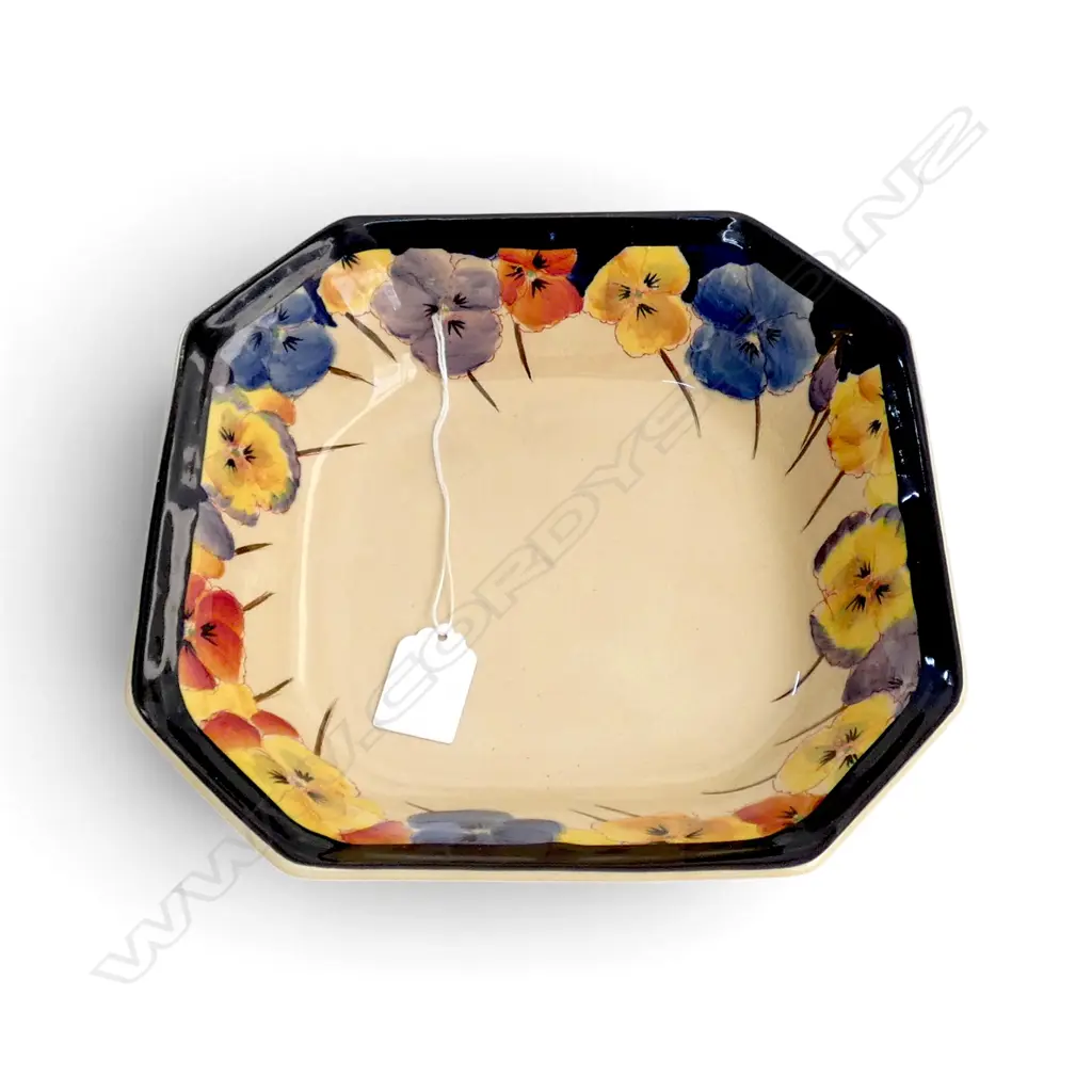 ROYAL DOULTON PANSY PATTERN OCTAGONAL SERVING BOWL c.1917-1930, Dia.220mm Image 1++