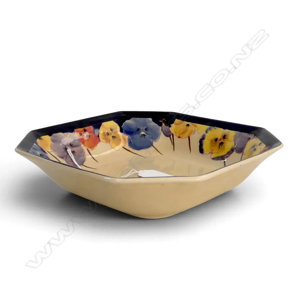 ROYAL DOULTON PANSY PATTERN OCTAGONAL SERVING BOWL c.1917-1930, Dia.220mm Image 1++