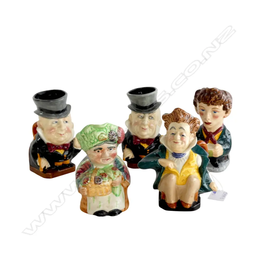 4 BURLEIGH WARE TOBY JUGS + SHORTER JUG H.140mm Image 1++