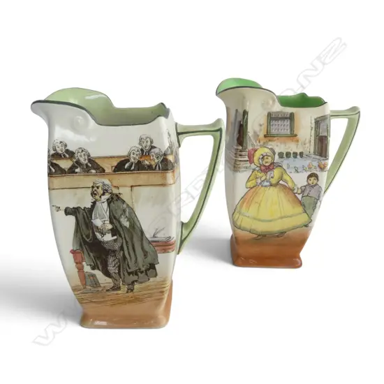 2 ROYAL DOULTON COACHING DAYS VASES, one uncommon Mrs Bardell, H, 190mm, both professionally repaired