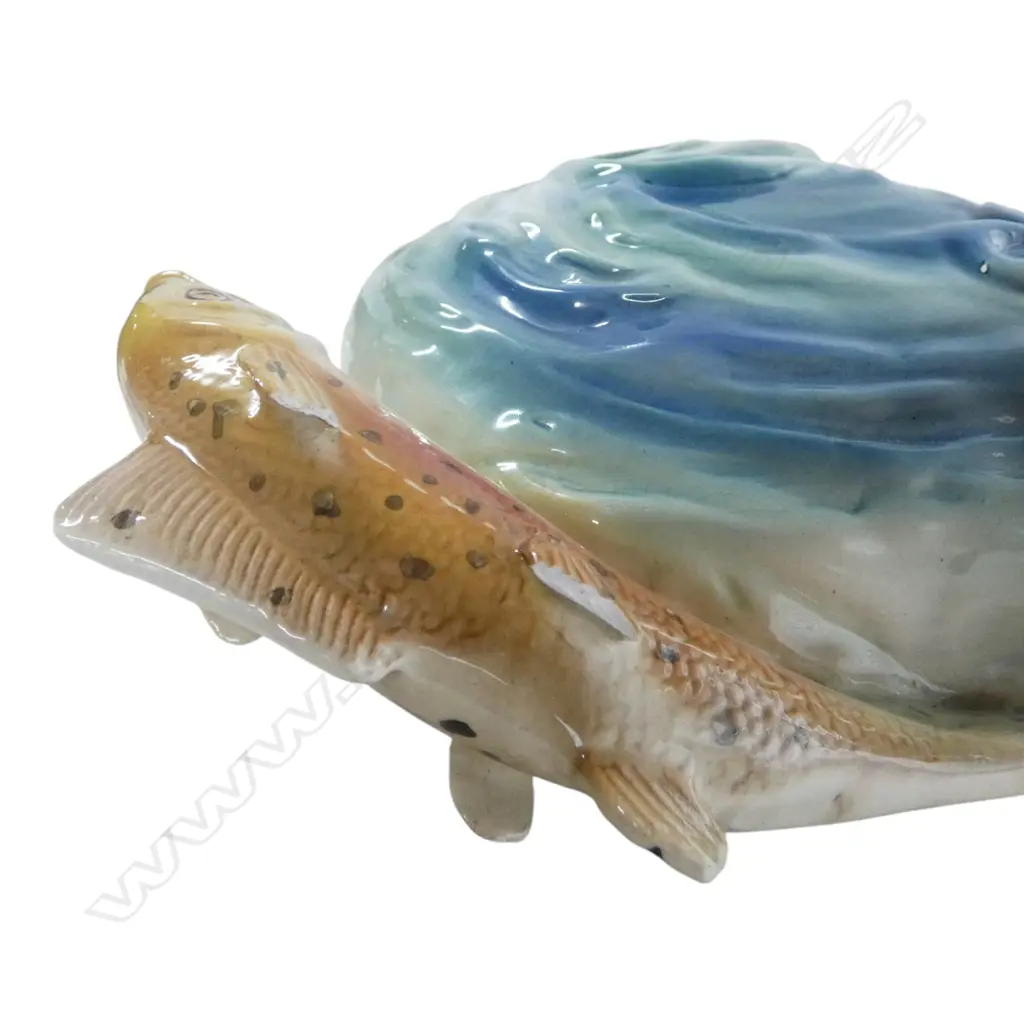 VINTAGE TITIAN STUDIO LEAPING TROUT JUG, H.170x210mm, lightly crazed, (TWO FINS BROKEN) Image 1++