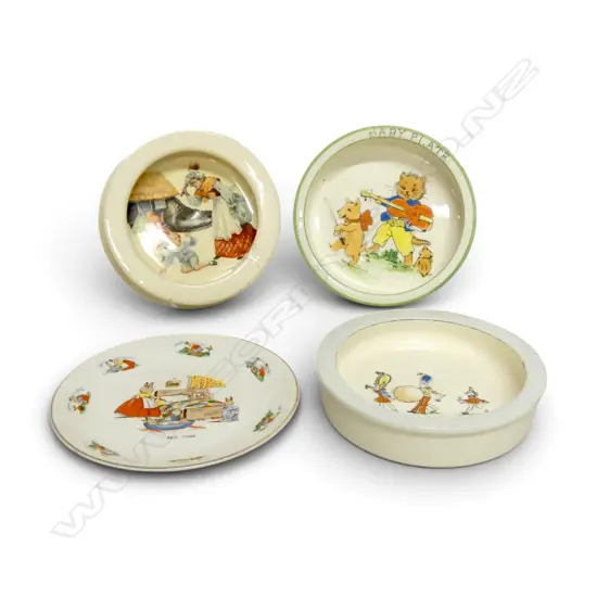 3 VINTAGE BABY FOOD BOWLS + PLATE Dia.155mm