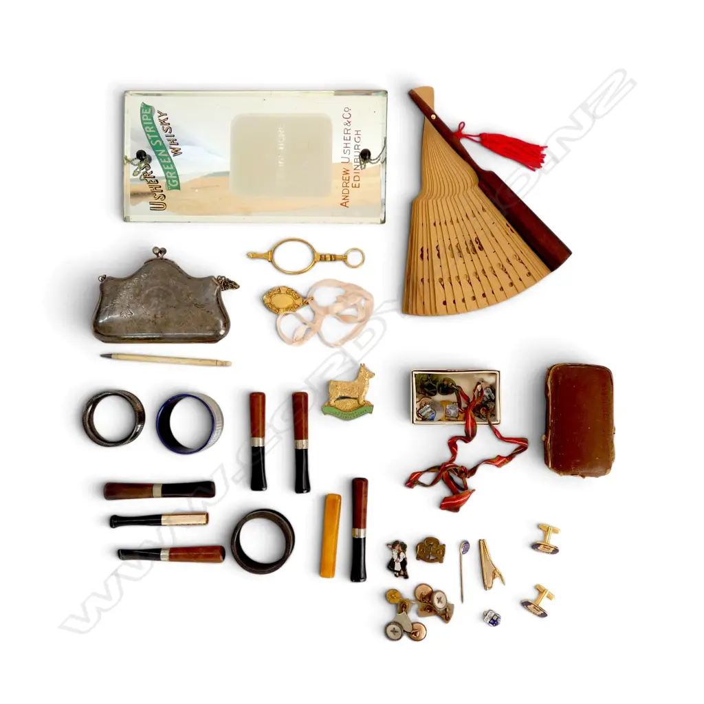 ASST COLLECTABLES INCLDS ANTIQUE LORGNETTE, LADIES PURSE & CIGARETTE HOLDERS ETC Image 1++