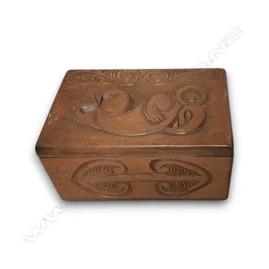 MAORI TIKI HAND CARVED WOODEN BOX