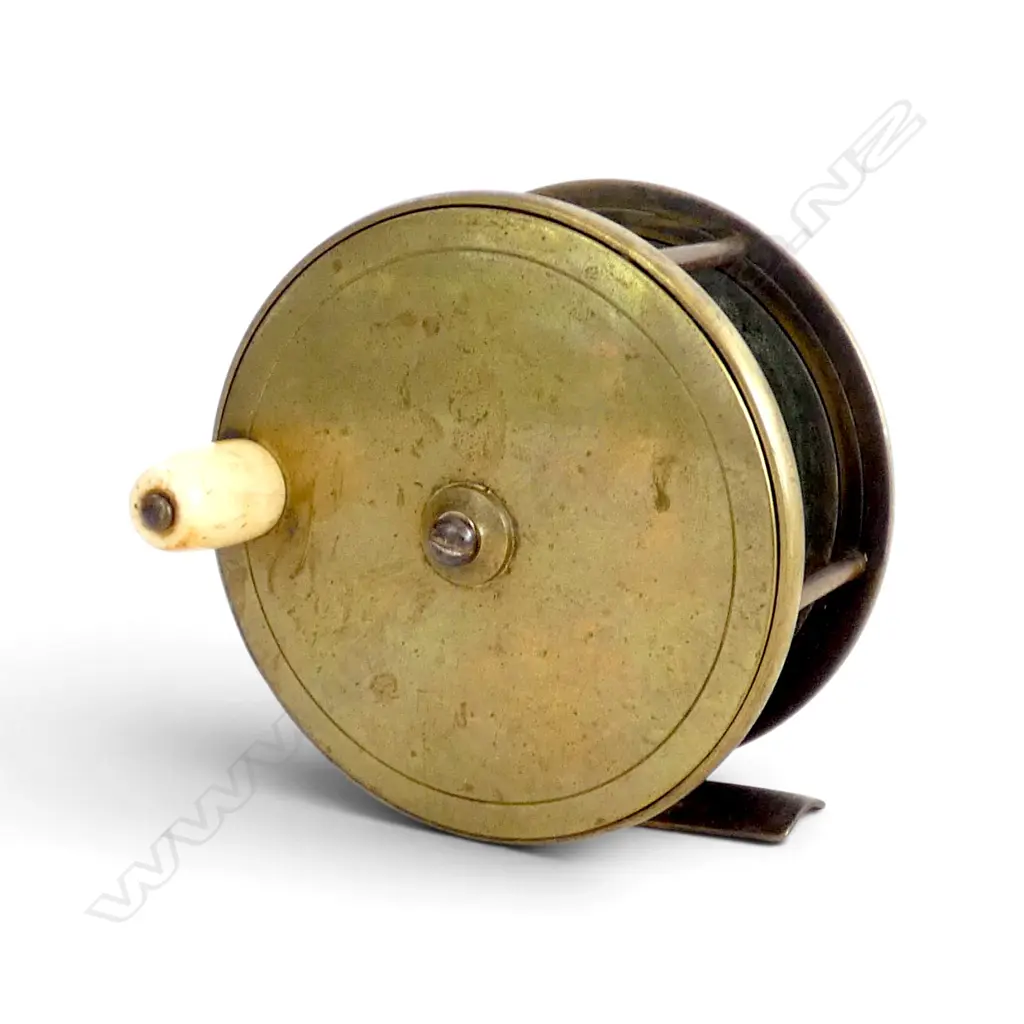 ANTIQUE VICTORIAN BRASS FRESHWATER FISHING REEL C HARLOW  LONDON MAKERS DIA110MM Image 1++