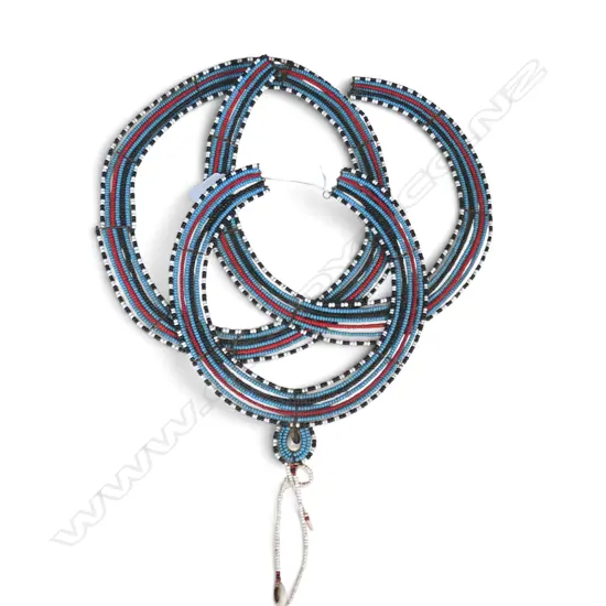 3 X TRADITIONAL EAST AFRICAN (MASAI?) BEADED COLLAR NECKLACE, 2 ROUND/ 1 WITH PENDANT, DIA. 260MM