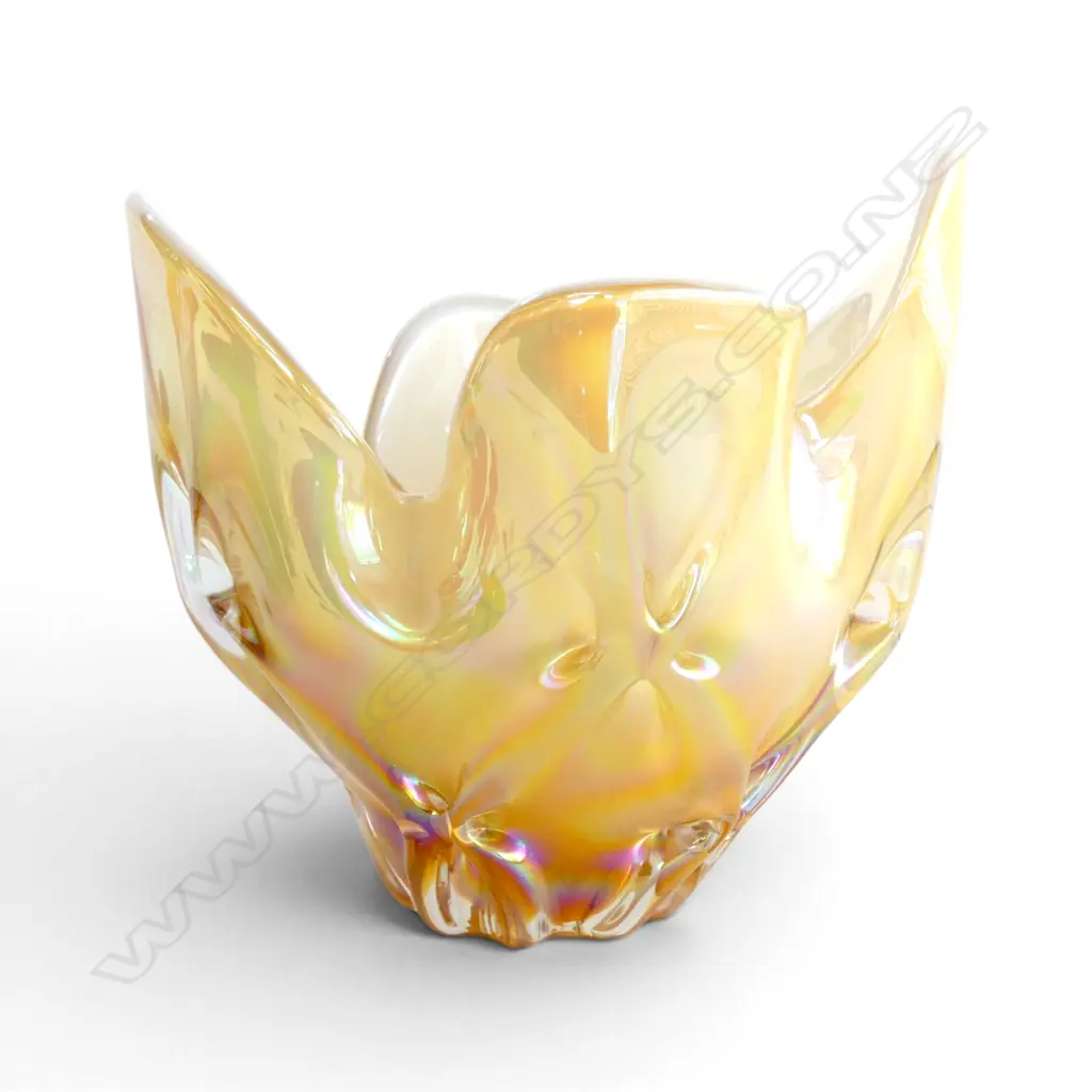 JAPANESE HINERI ART GLASS LUSTRE VASE - 225MM (h) X 240MM (w) Image 1++