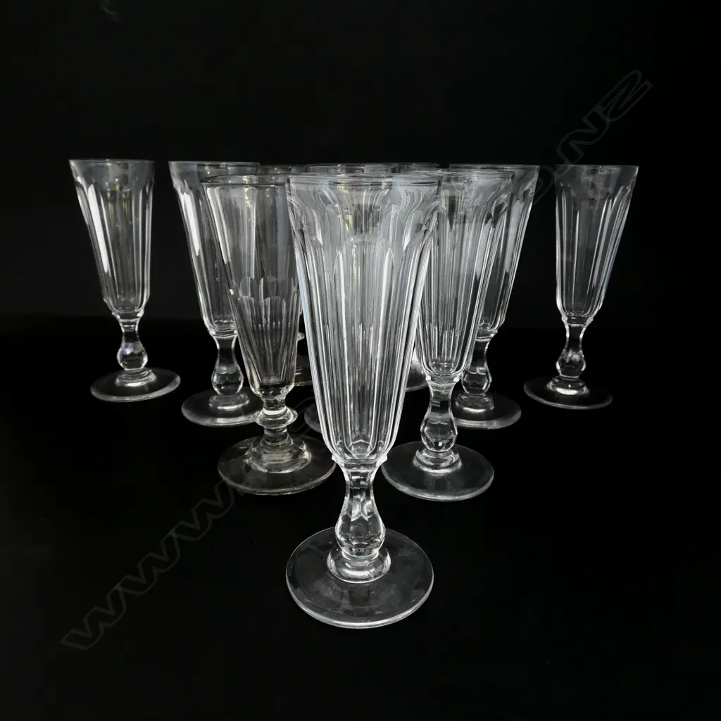 10 ANTIQUE CONTINENTAL CRYSTAL CHAMPAGNE FLUTES H.175mm Image 1++