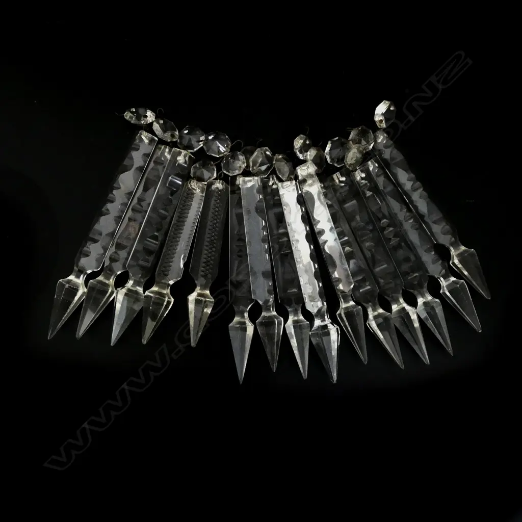 15 VICTORIAN CUT CRYSTAL LUSTRES, L.135mm-155mm Image 1++