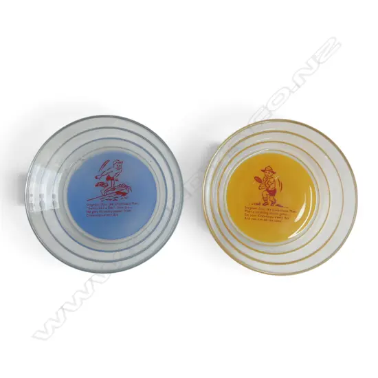2 ‘SERGEANT DAN THE CREAMOTA MAN’ PORRIDGE BOWLS TENNIS & SWIMMING, D.170mm H.40mm