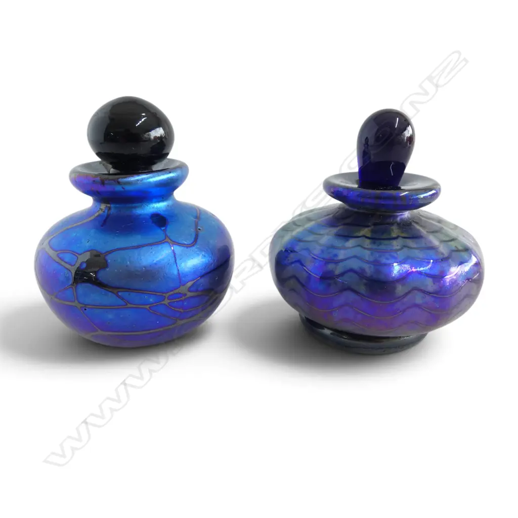 2 ART GLASS LUSTRE SCENT BOTTLES by Gary Nash H.80mm Image 1++