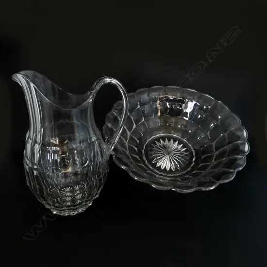 HEAVY CUT CRYSTAL JUG & BASIN Dia.410 H.325mm