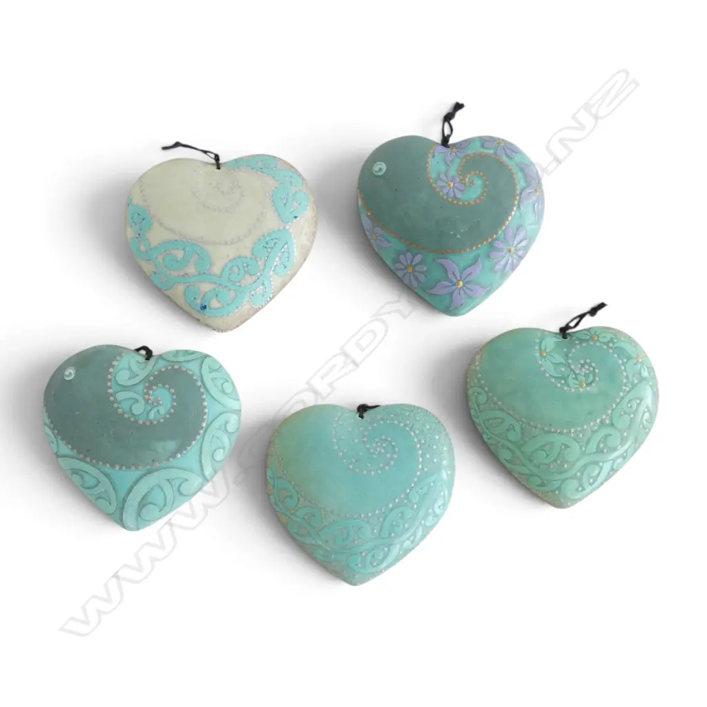 5 KEUM SUN LEE WALL HANGING HEARTS, TEAL, H.100mm Image 1++