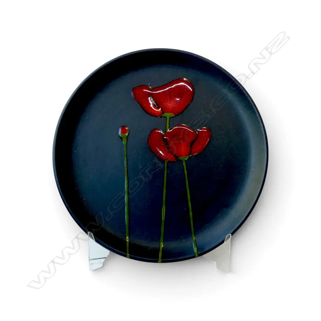 MORRIS & JAMES POTTERY PLATE poppy glazed decoration Dia.380mm Image 1++