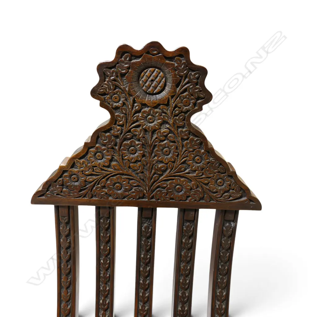 HIGHLY CARVED WOODEN ANGLO-INDIAN FOLDING CHAIR,1100 X 400 X 300MM Image 1++