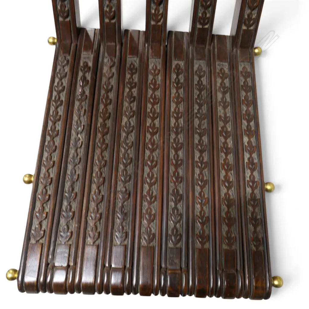 HIGHLY CARVED WOODEN ANGLO-INDIAN FOLDING CHAIR,1100 X 400 X 300MM Image 1++