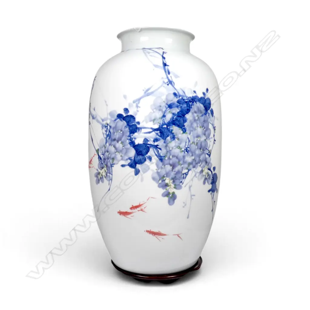 ORIENTAL VASE ON ROTATING STAND H.550mm + certificate Image 1++