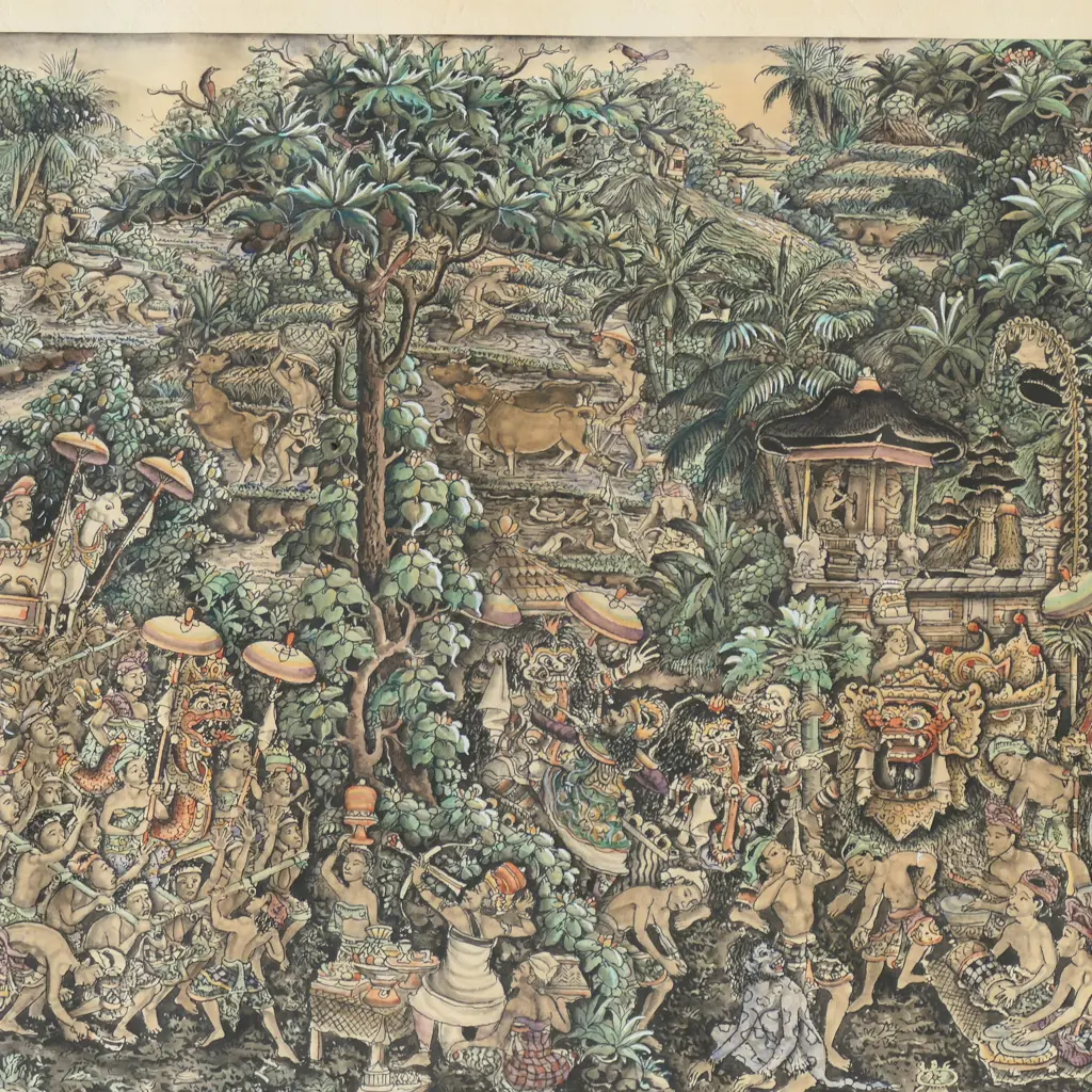 BALINESE PAINTING signed lower left 260x410mm  Image 1++