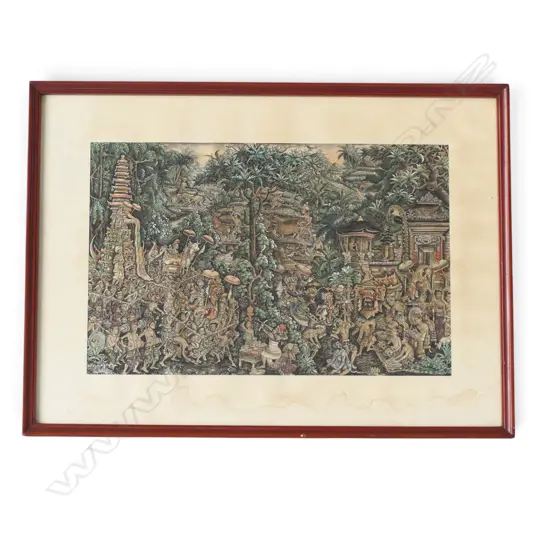BALINESE PAINTING signed lower left 260x410mm 