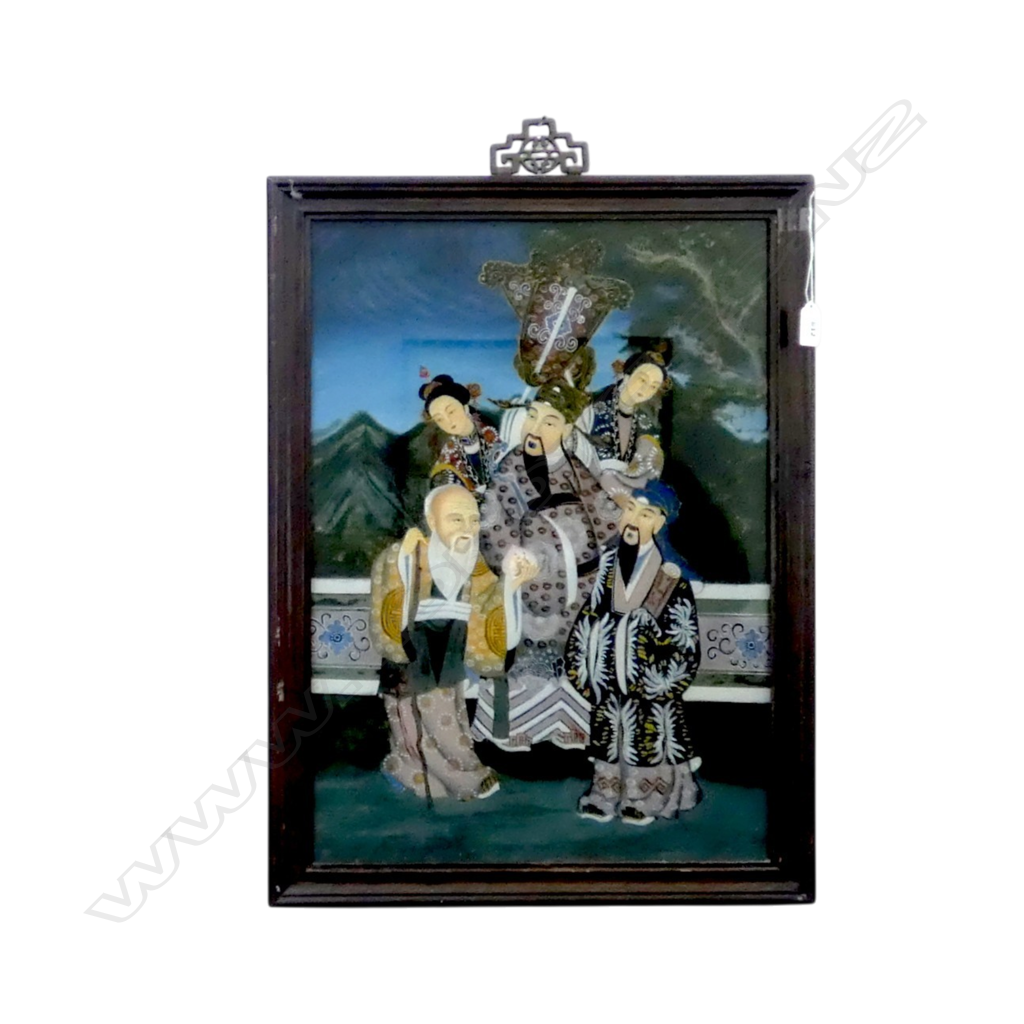 ORIENTAL ARTWORK, REVERSE PAINTED ON GLASS 530x375mm Image 1++