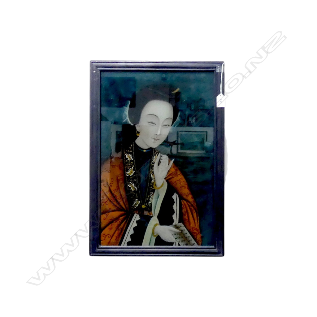 ORIENTAL ARTWORK, REVERSE PAINTED ON GLASS 485x320mm Image 1++