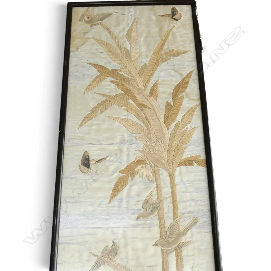2 FRAMED ORIENTAL EMBROIDERIES 155x695mm, 1010x285mm Image 1++