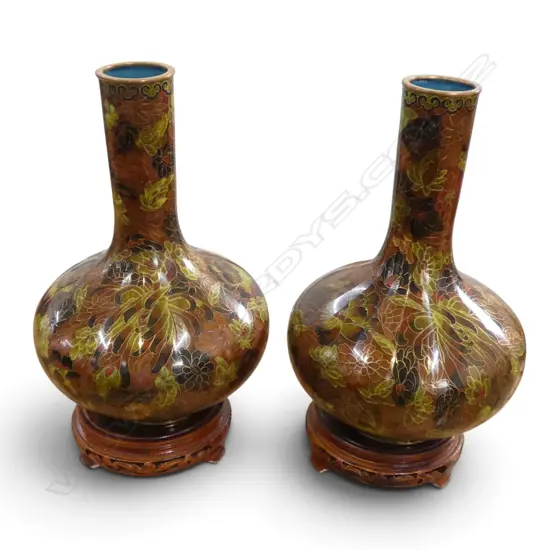 PR CLOISONNE VASES ON STANDS H.300mm