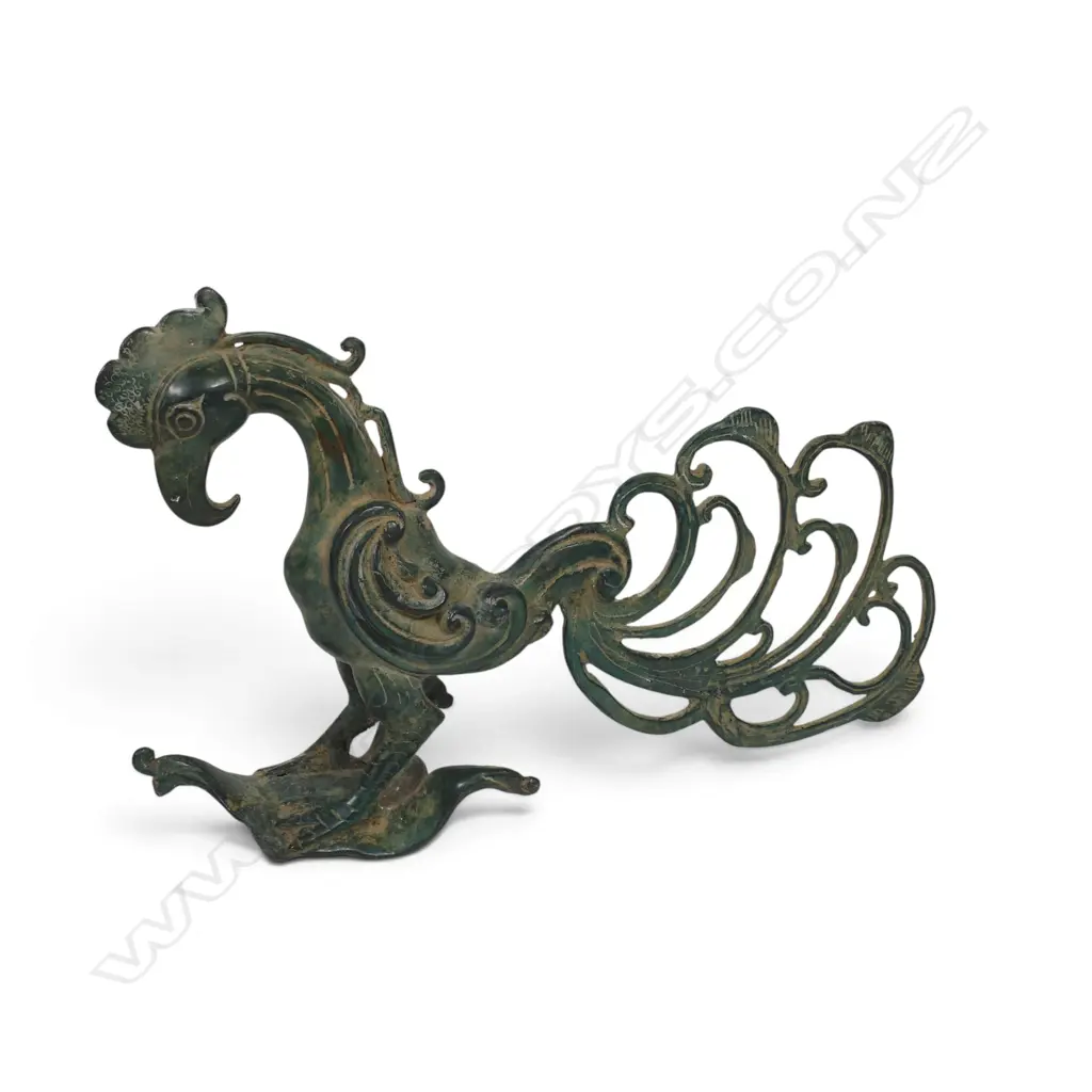 ORIENTAL ARCHIAC STYLE BRONZE MYTHICAL BIRD L.350mm Image 1++