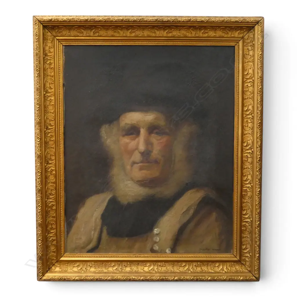 DOROTHY TURNER (NZ 1885-1958) 'A YORKSHIREMAN' OIL ON CANVAS 490x400mm FAULTS Image 1++