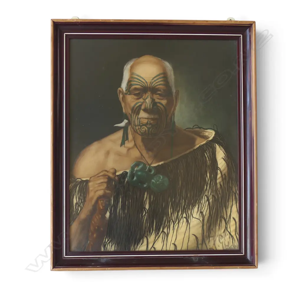 C.F. GOLDIE, PATARA TE TUHI WAIKATO CHIEF, PART HAND-TOUCHED PRINT, 495x395mm Image 1++