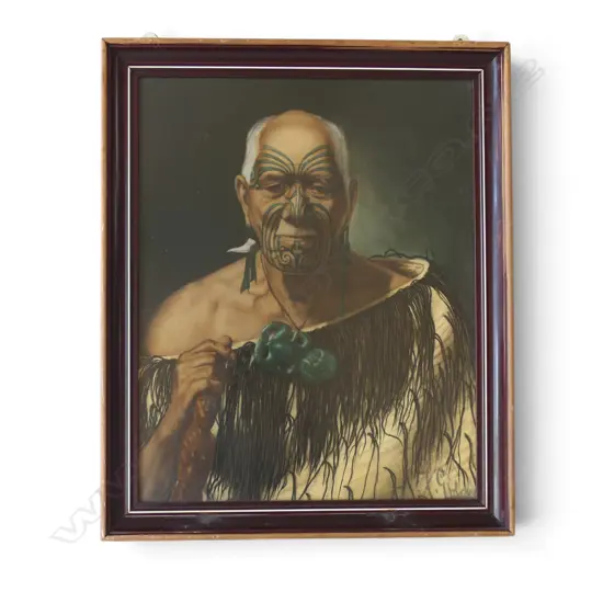 C.F. GOLDIE, PATARA TE TUHI WAIKATO CHIEF, PART HAND-TOUCHED PRINT, 495x395mm