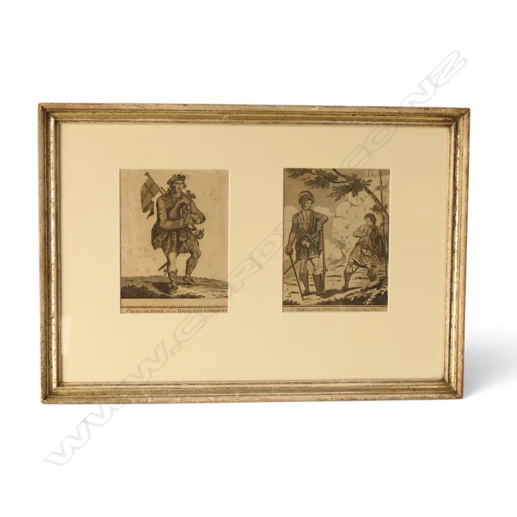 2 SCOTTISH ENGRAVINGS 'A SCOTISH PIPER OF AN HIGHLAND REGIMENT' 210x155mm Image 1++