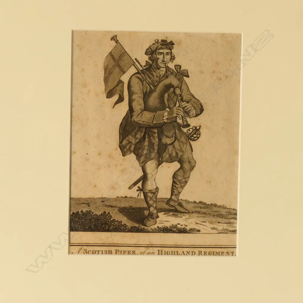 2 SCOTTISH ENGRAVINGS 'A SCOTISH PIPER OF AN HIGHLAND REGIMENT' 210x155mm Image 1++