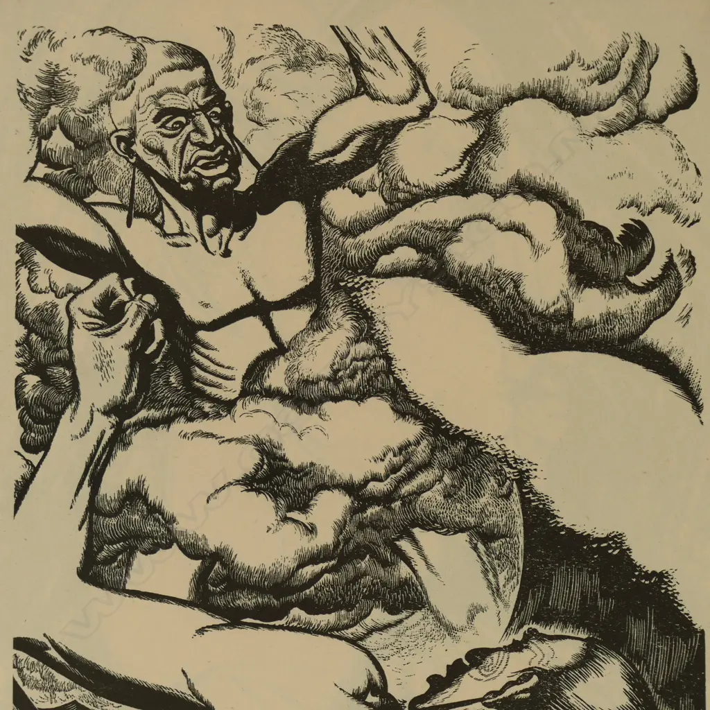 GEORGE WOODS, MAORI MYTHS AND LEGENDS, BOOK PLATE ON ART PAPER FROM 'YEAR BOOK OF THE ARTS' 1948, 240x195mm Image 1++