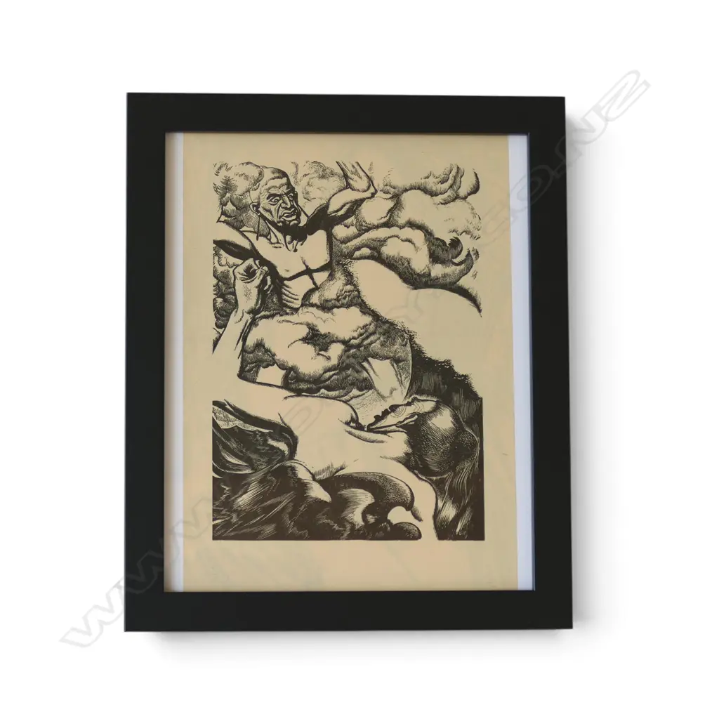 GEORGE WOODS, MAORI MYTHS AND LEGENDS, BOOK PLATE ON ART PAPER FROM 'YEAR BOOK OF THE ARTS' 1948, 240x195mm Image 1++