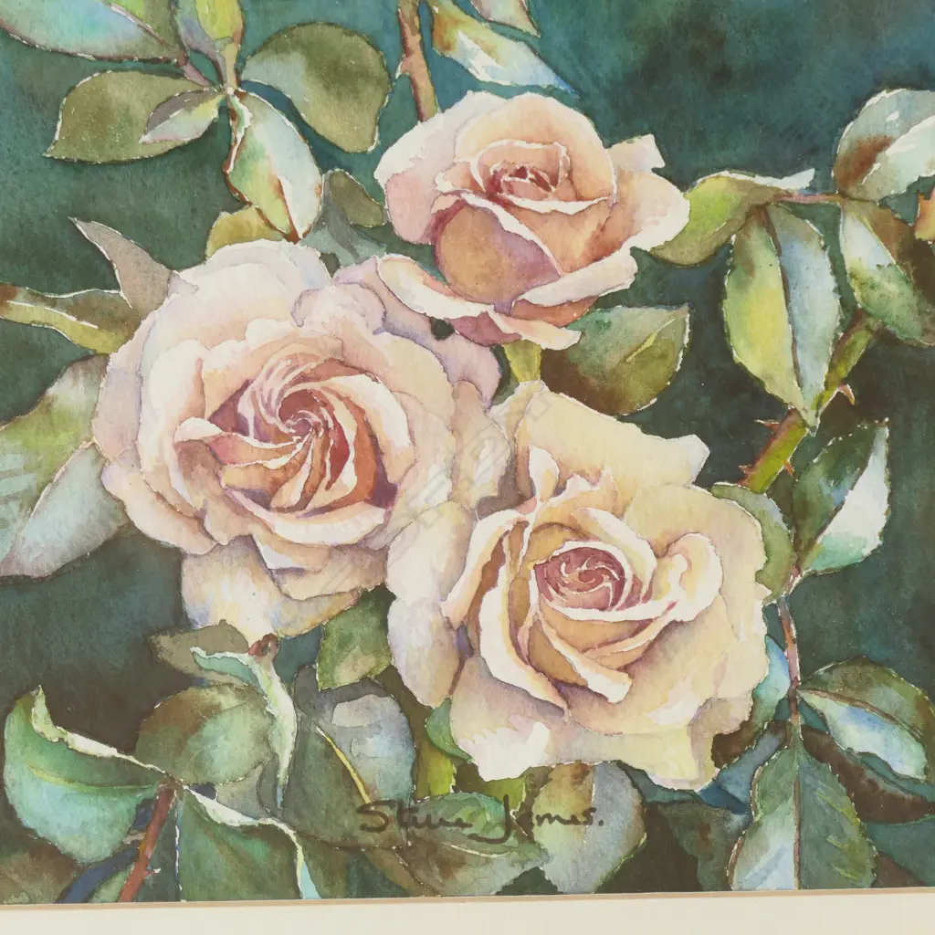STEVE JAMES WATERCOLOUR 'TWILIGHT'. SIGNED. LABELLED VERSO. 185 X 210mm. Image 1++