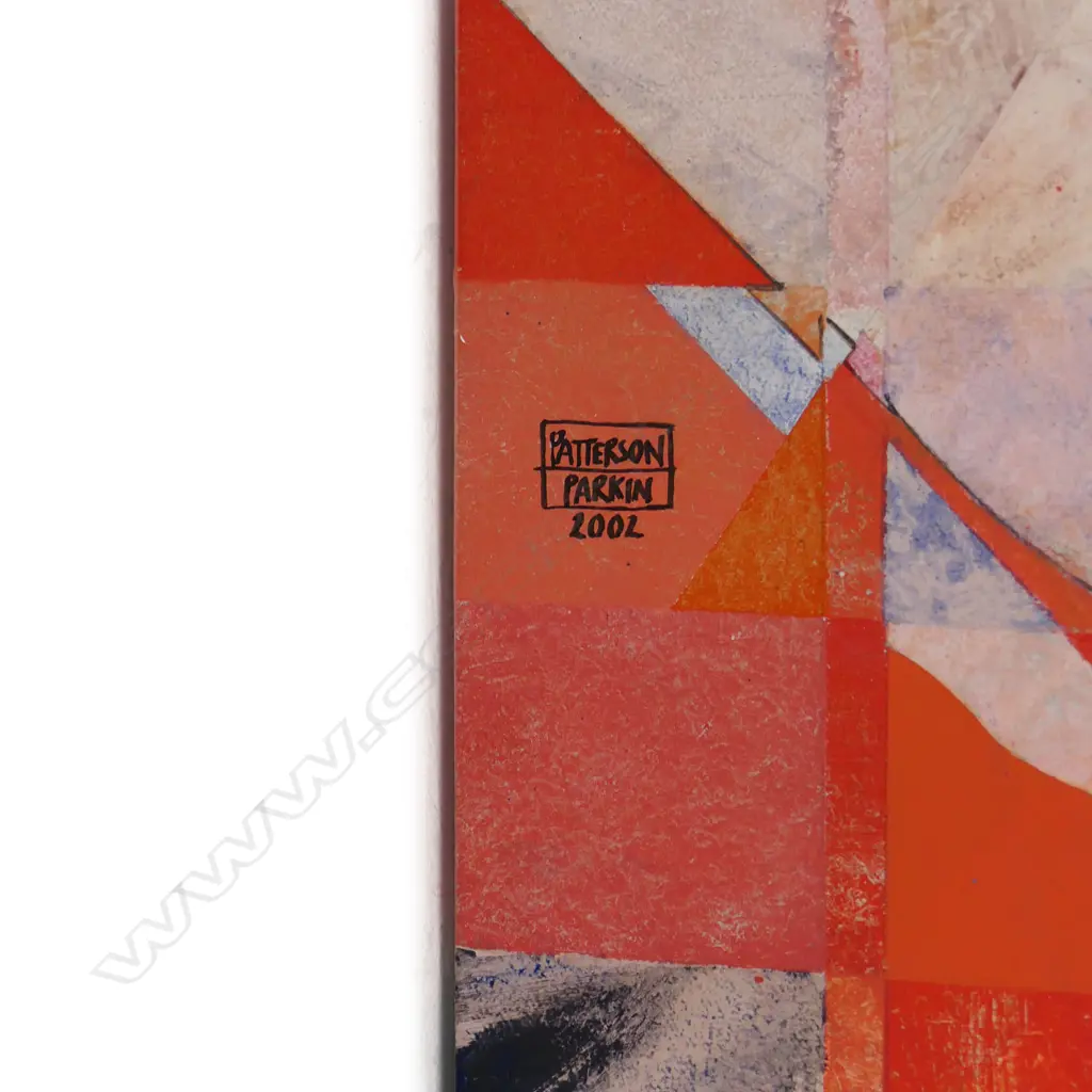 # Paterson Parkin (NZ 1948-) Nude in Red,  acrylic on board, signed and dated 2002. 550 x 850mm. Image 1++