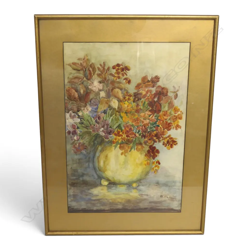 ARTIST UNKNOWN, FLORAL STILL LIFE, WATERCOLOUR, 500x340mm Image 1++