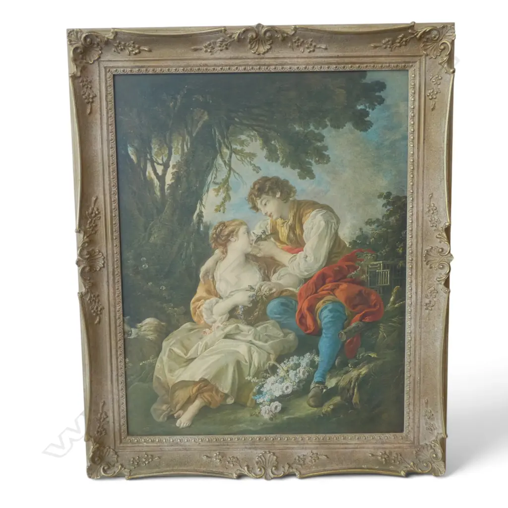 FANCY FRAMED CLASSICAL PRINT 'LA CAGE' the original by Francois Boucher. 700 x 550mm Image 1++