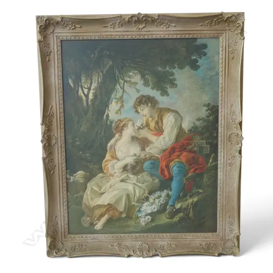 FANCY FRAMED CLASSICAL PRINT 'LA CAGE' the original by Francois Boucher. 700 x 550mm