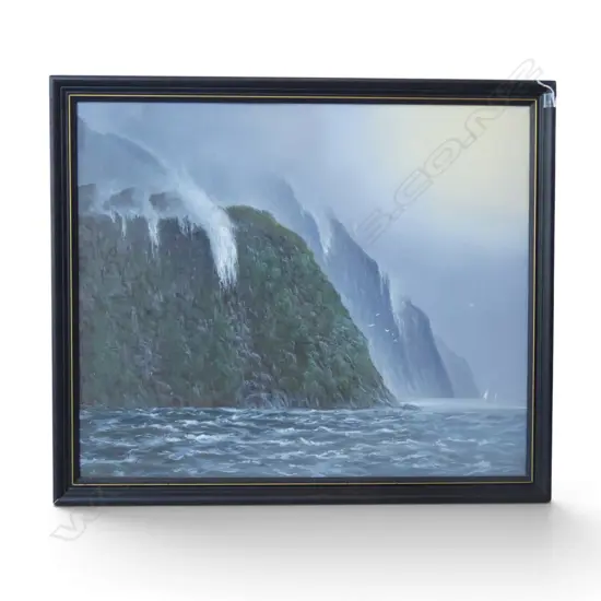 B. GRAY 'FIORDLAND NZ' ACRYLIC ON BOARD 495x600mm