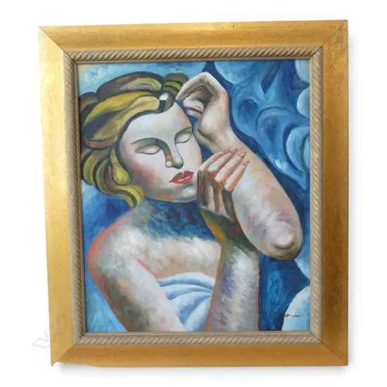 PORTRAIT OF A WOMAN, ACRYLIC ON BOARD, SIGNED 'GIOVANNI' 595x500mm