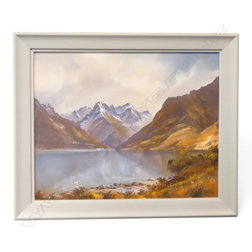 CHARLES MCKENZIE, 'FROM THE LAKE ROAD', LAKE WAKATIPU, OIL ON CANVASBOARD, 500 X 630MM Image 1++