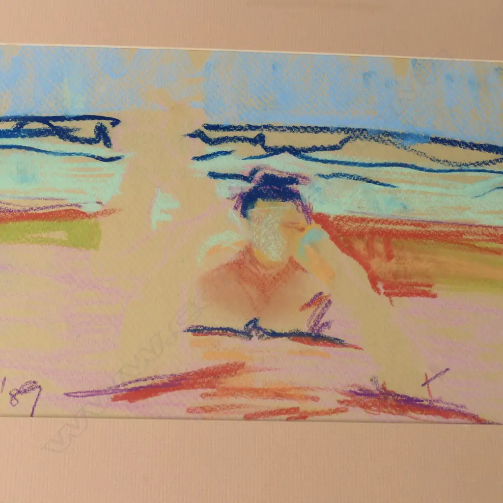 PATRICIA FRY, 'BEACH NUDE' & 'LIFE CLASS', PASTEL ON PAPER (2 WORKS), SIGNED AND DATED 89, 390 X 265MM & 240 X 390MM Image 1++